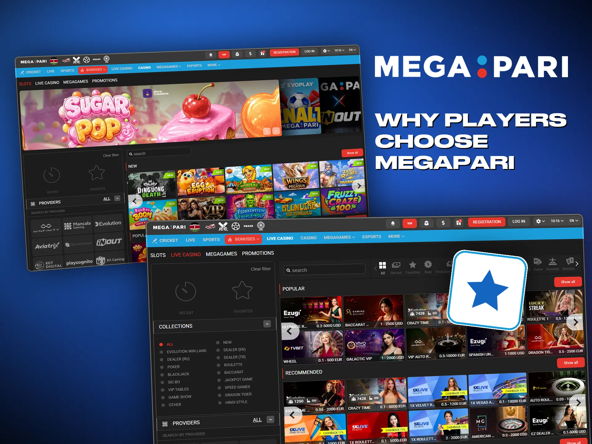 Why players pick Megapari: the size of the bonus and the breadth of the games